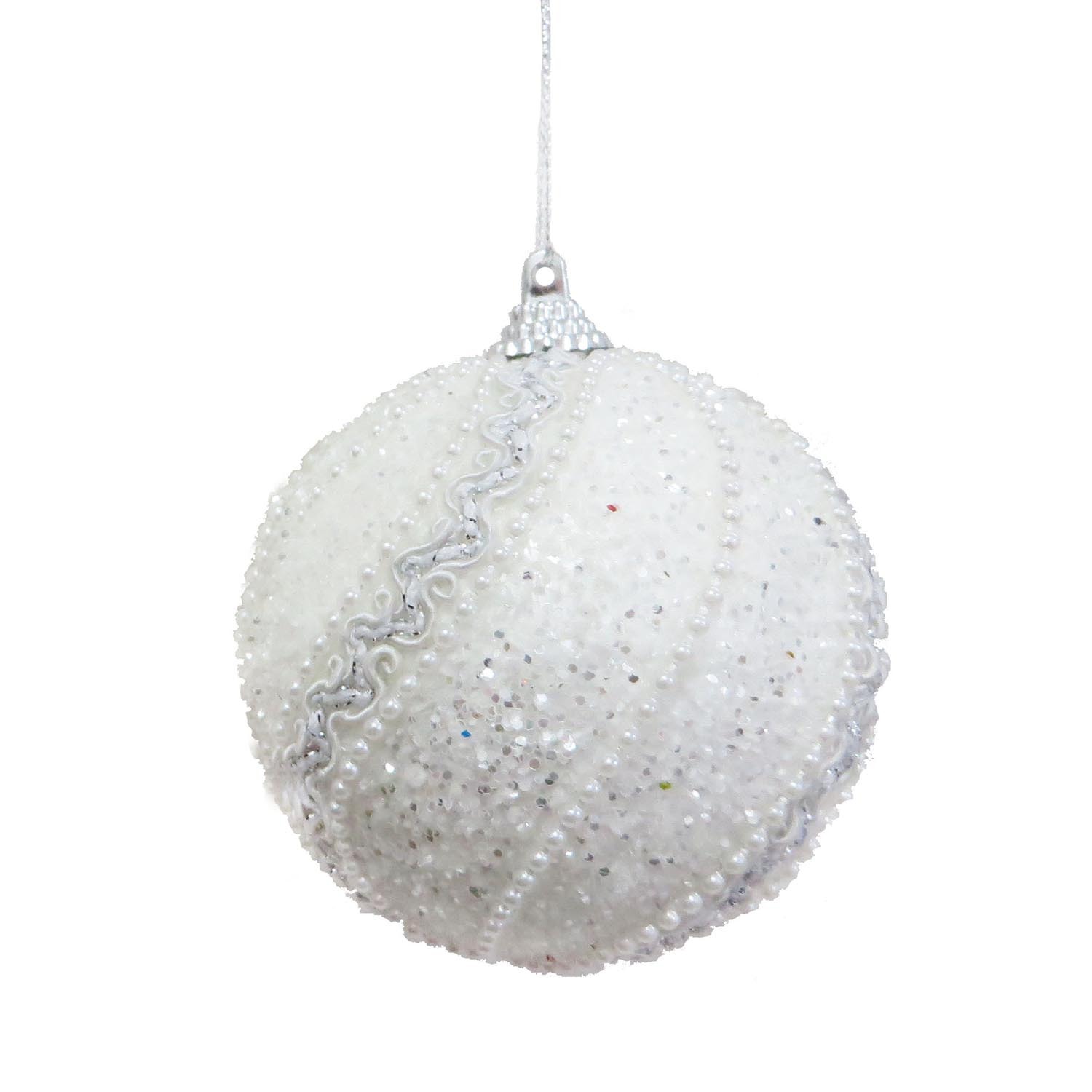 White and Silver Swirl Bauble - White Image 6