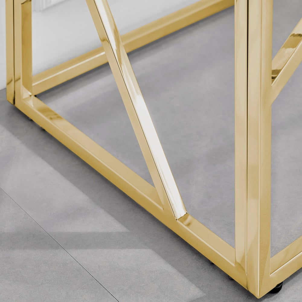 Furniturebox Sicily Clear Glass and Gold Chrome Rectangular Console Table Image 5