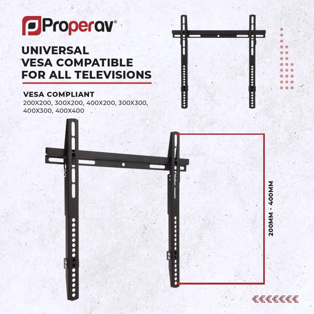 Properav Black Ultra Slim TV Wall Bracket 32 to 55 inch Image 5