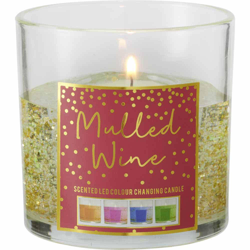 Wilko LED Colour Changing Candle Gold Mulled Wine Image