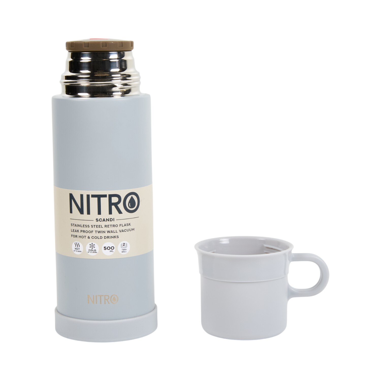 Nitro Scandi Stainless Steel Vacuum Retro Flask Image 5