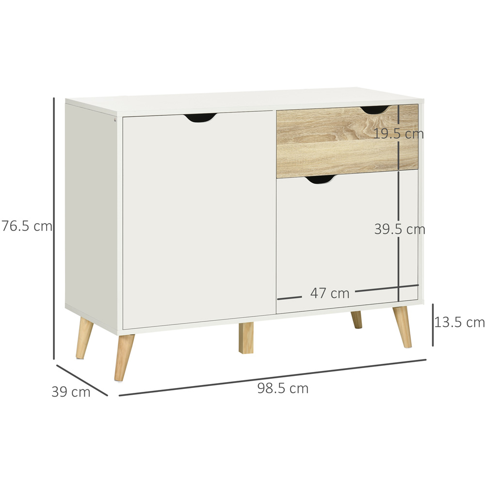 Portland 2 Door Single Drawer White and Oak Sideboard Image 8