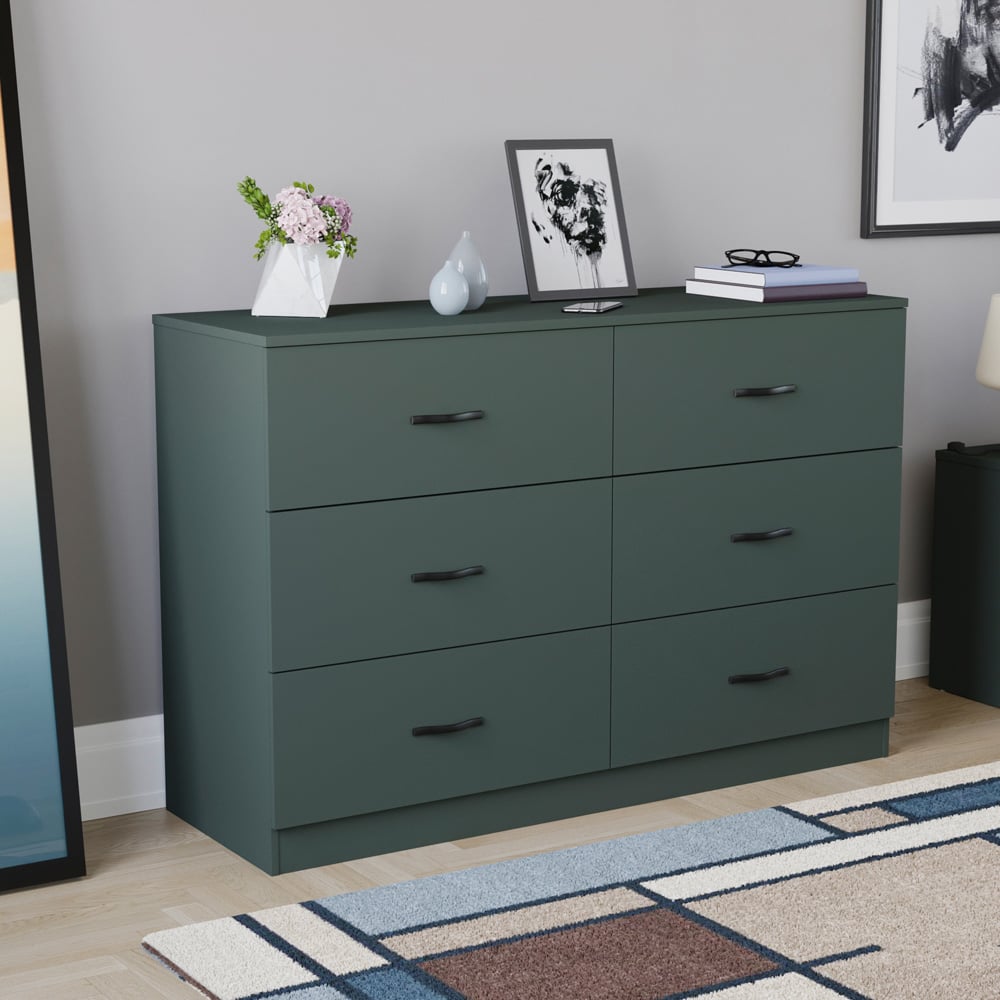 VIDA DESIGNS Riano 6 Drawer Jasper Green Chest of Drawers Image 6