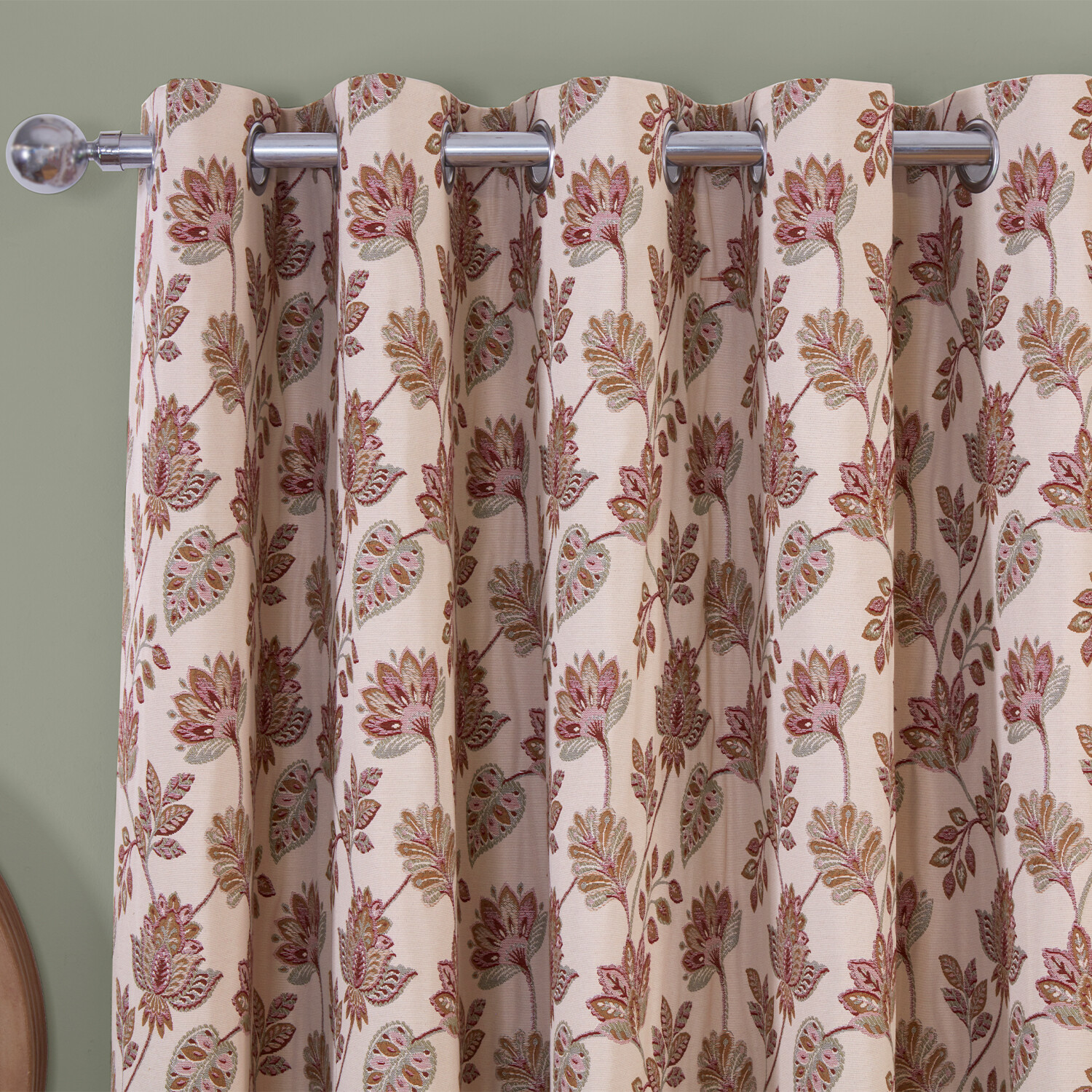 Regency Floral Jacquard Curtain Pink 137cm 168cm Image 2