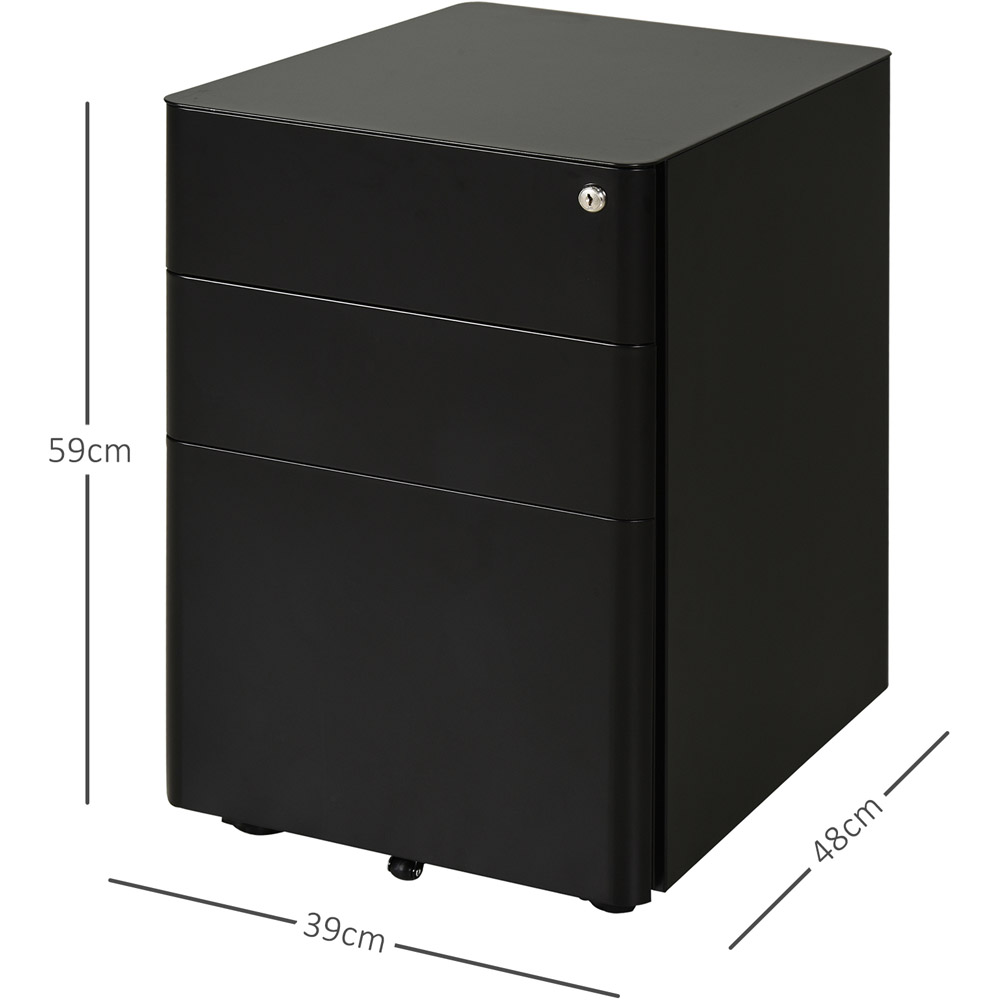 Vinsetto Black 3 Drawer Filing Cabinet Image 7