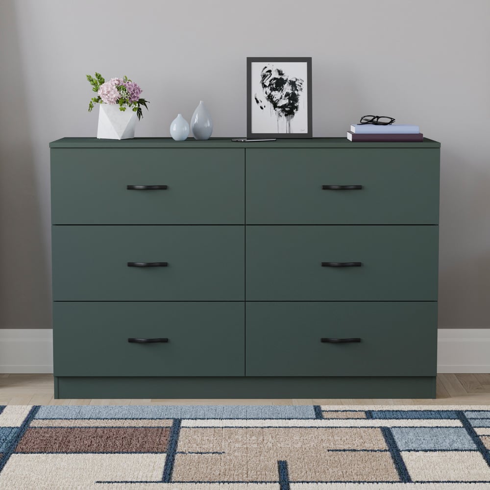 VIDA DESIGNS Riano 6 Drawer Jasper Green Chest of Drawers Image 5