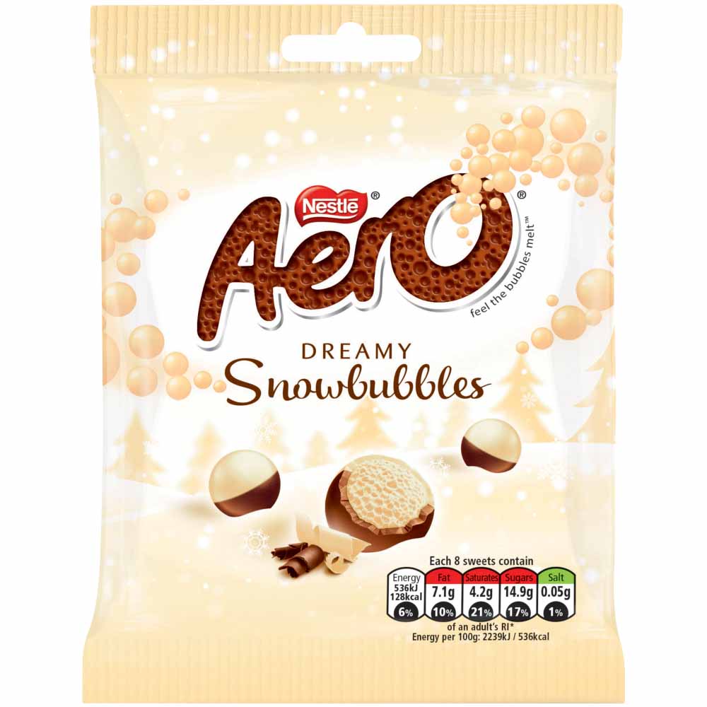 Aero Snowbubbles White Chocolate Sharing Pouch 80g Image