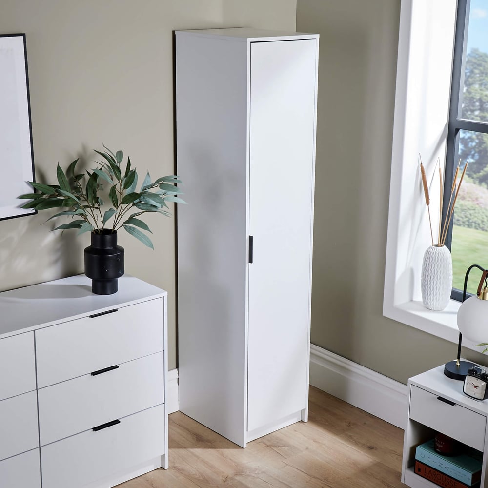 Home Source Phoenix Single Door White Wardrobe with Hanging Rail Image 6