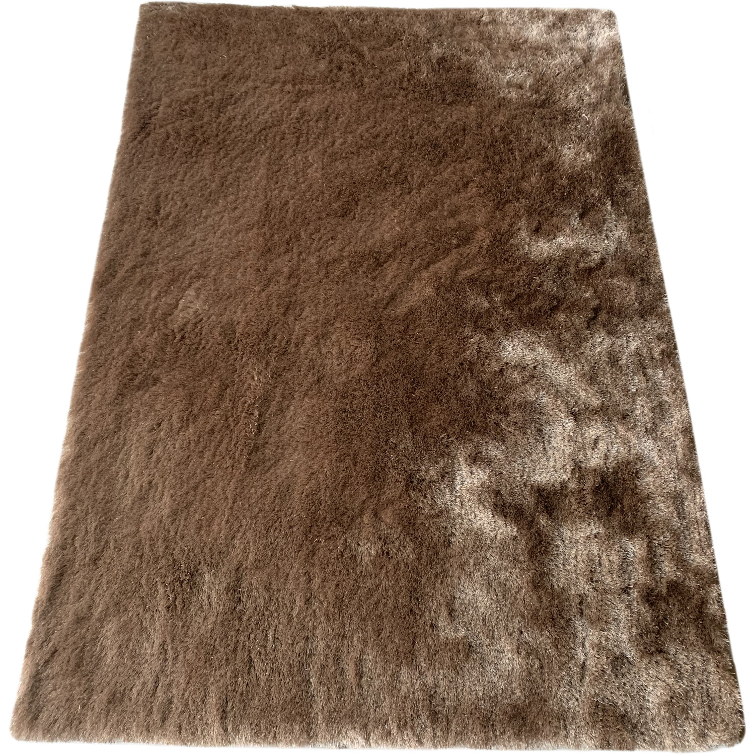 Taupe Silky Shaggy Rug 170 x 120cm Image 1