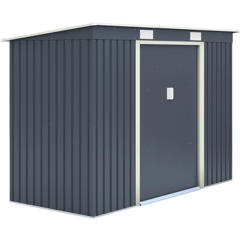 Rowlinson 8 x 4ft Dark Grey Trentvale Pent Metal Garden Shed Image 1