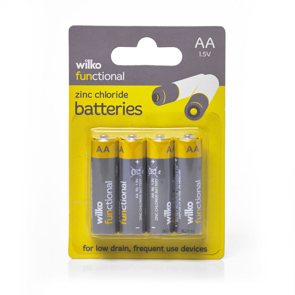 Wilko Functional Zinc Chloride 5V AA Batteries 4 p ack Image