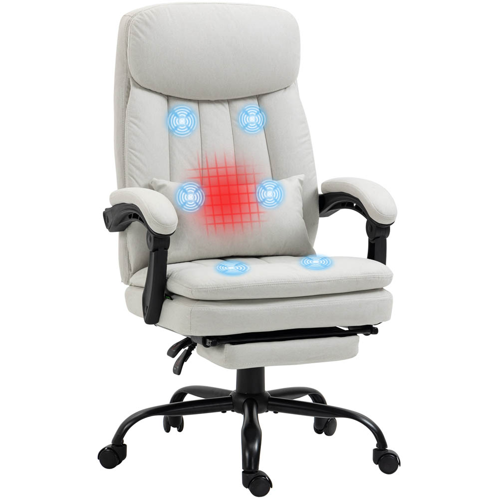 Portland Cream Microfibre Swivel Vibration Massage Office Chair Image 2