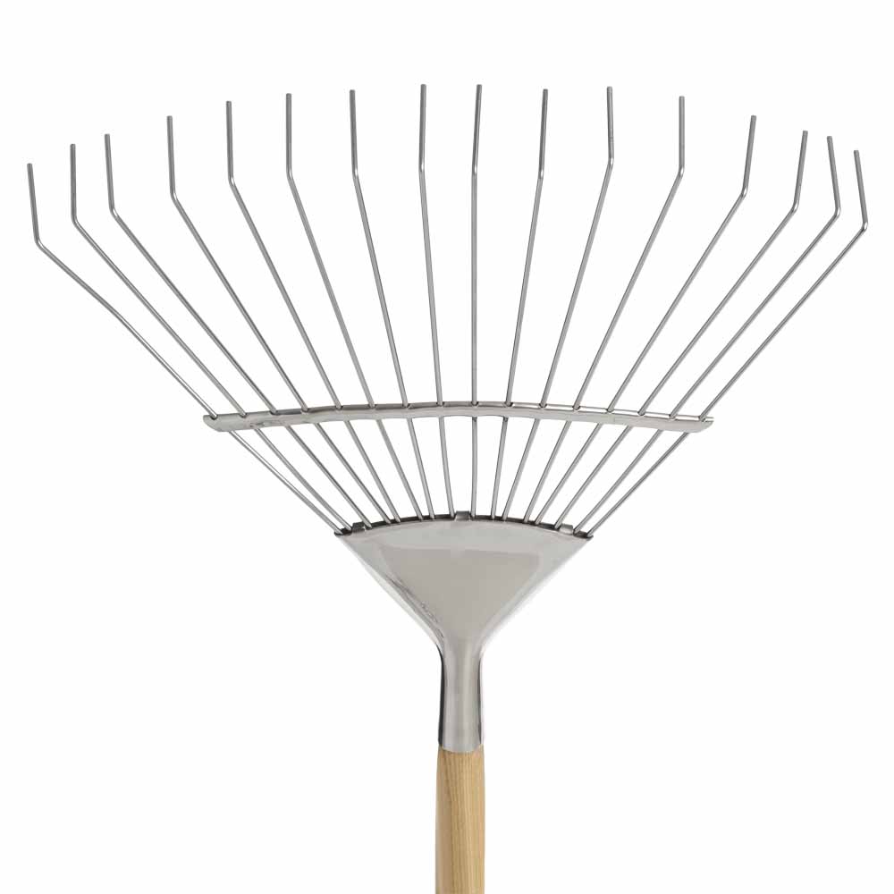 Wilko Wood Handle Stainless Steel Lawn Rake Wilko