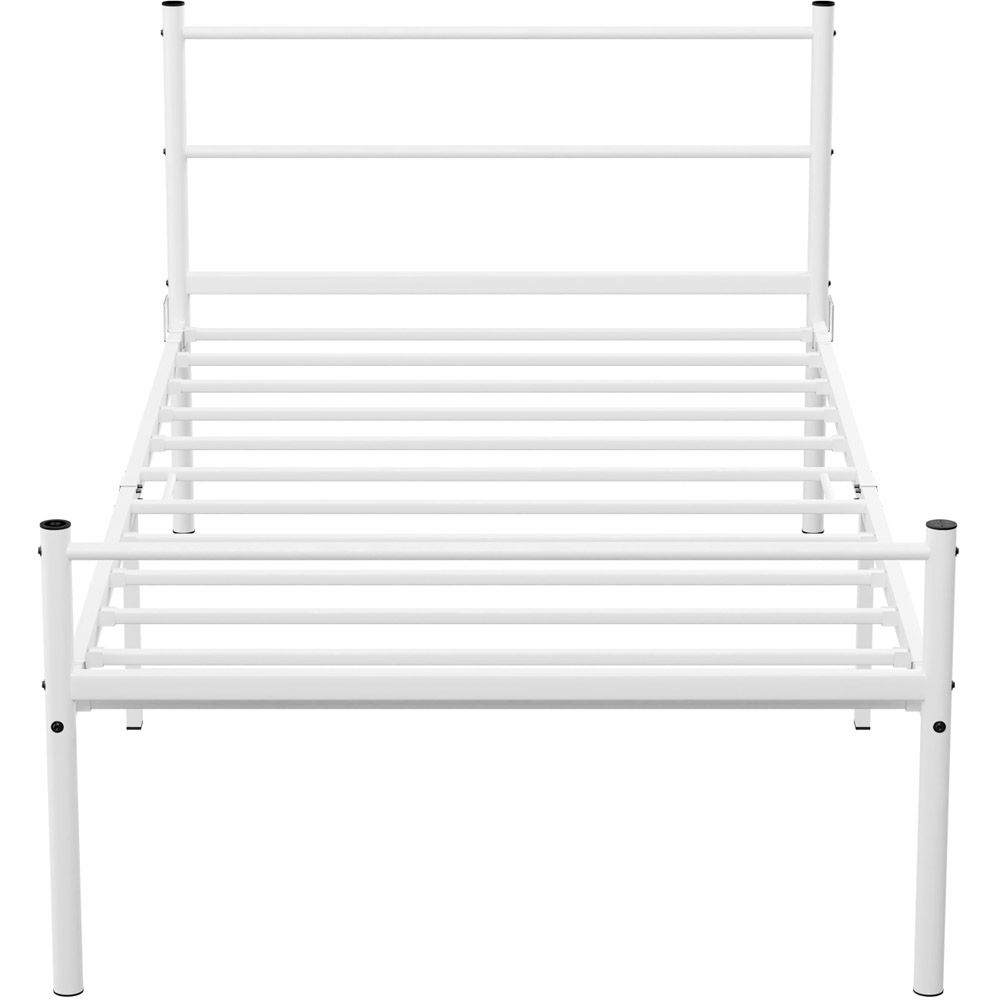 House Of Home Single White Extra Strong Metal Bed Frame Image 2