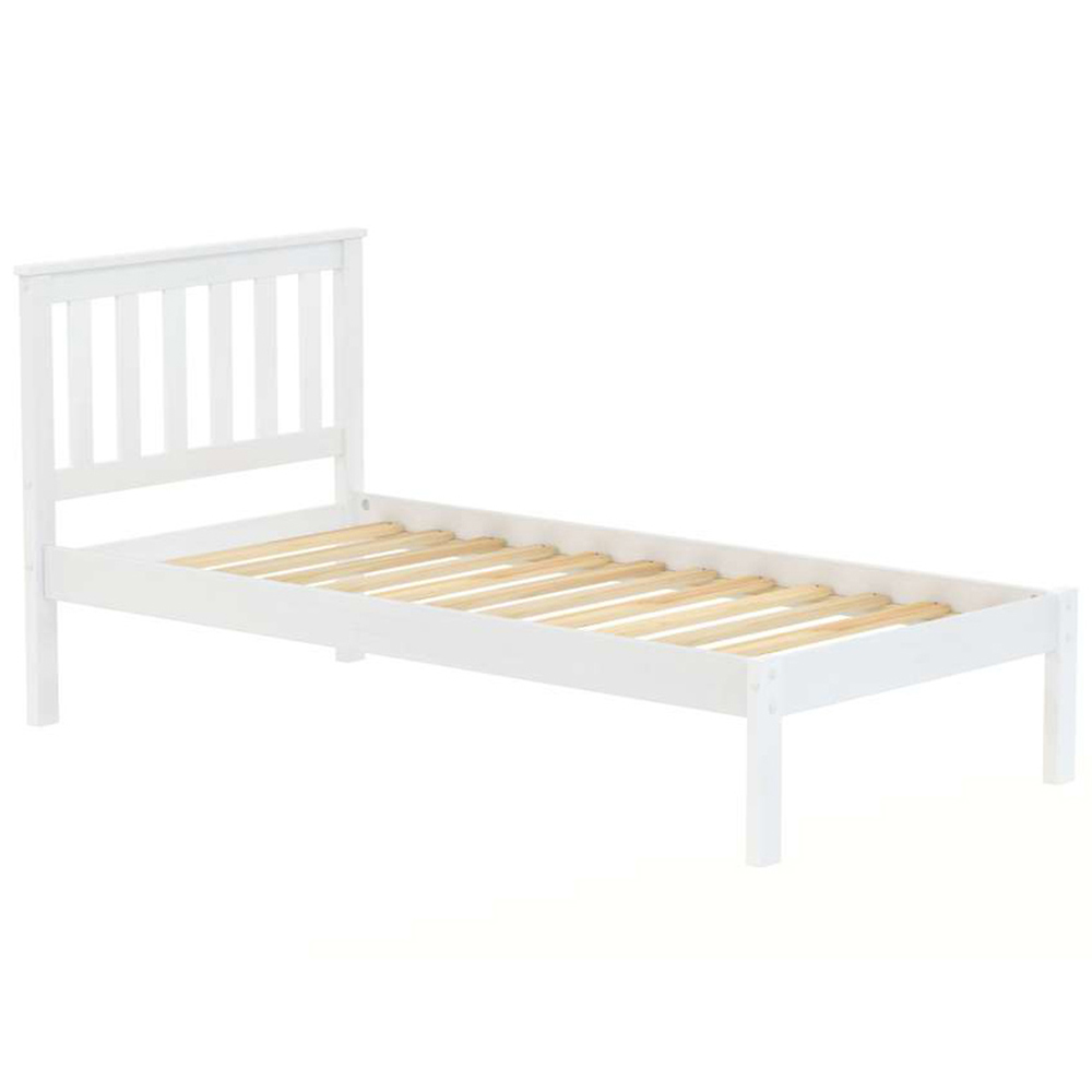 Denver Single White Wooden Bed Image 2