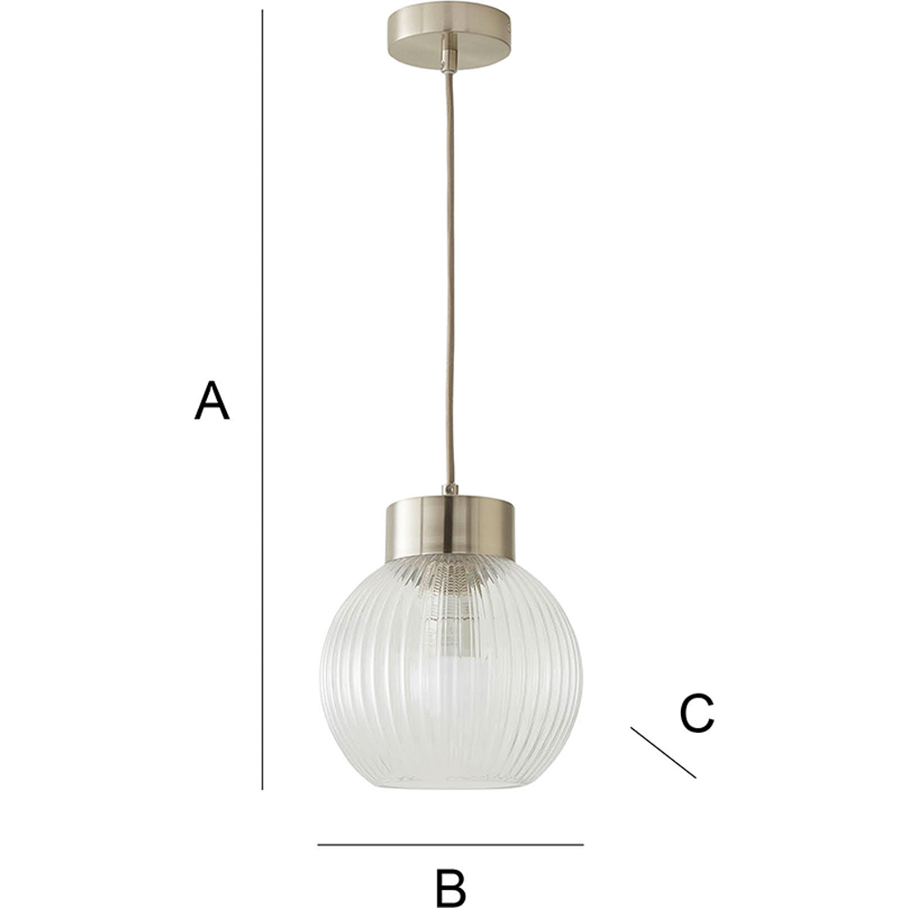 ValueLights Maddison Ribbed Glass Shade Brushed Chrome Capped LED Ceiling Pendant Light Image 7