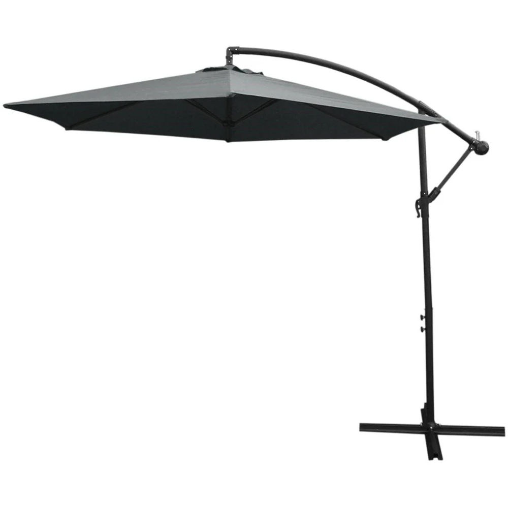 MonsterShop Grey Cantilever Parasol with Fan Base Image 1