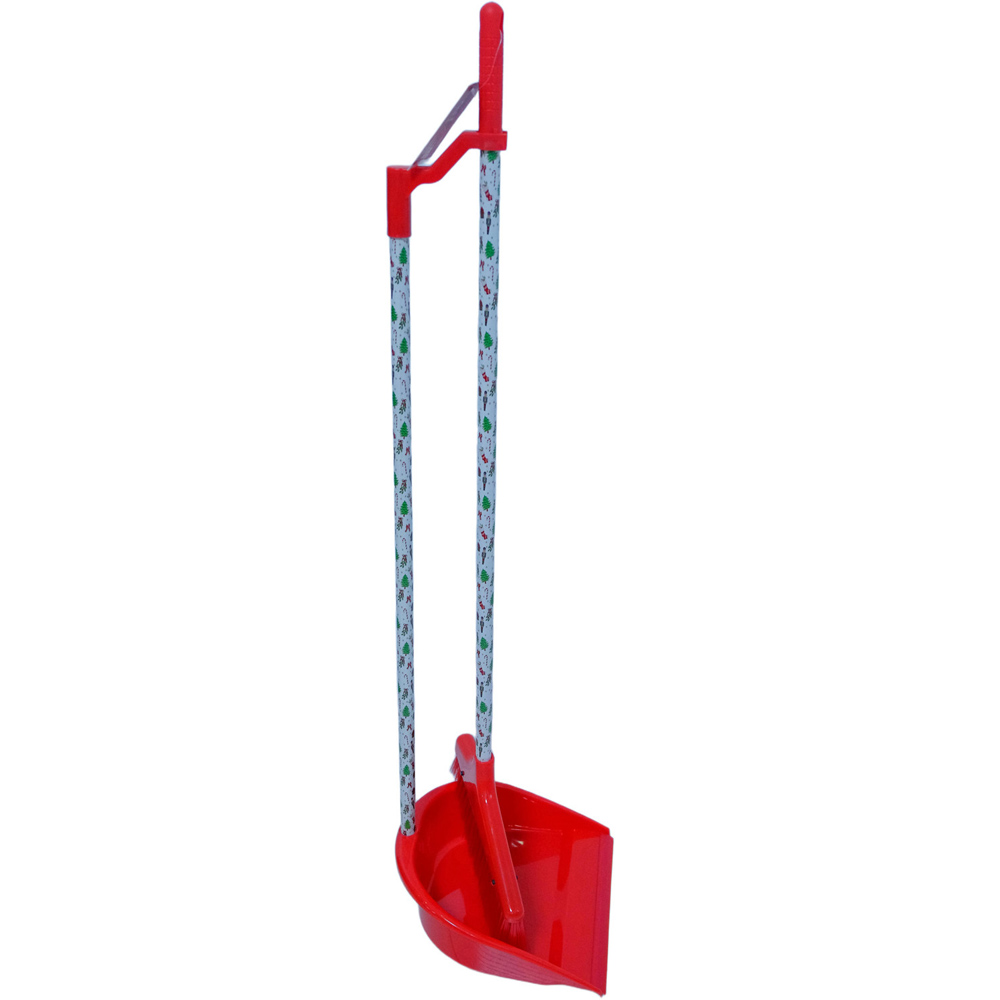 Christmas Long Handle Dustpan and Brush Red Image 4