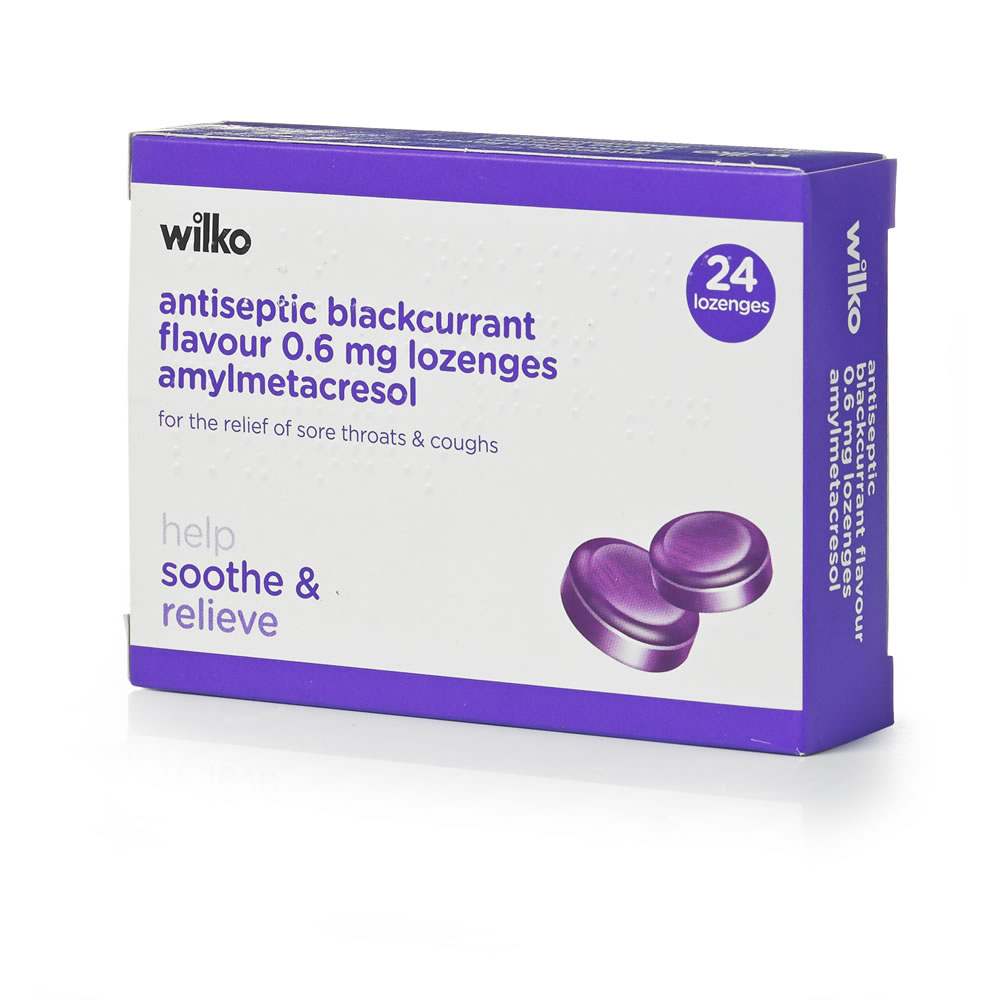 Wilko Antiseptic Blackcurrant Throat Lozenges 24 pack Image