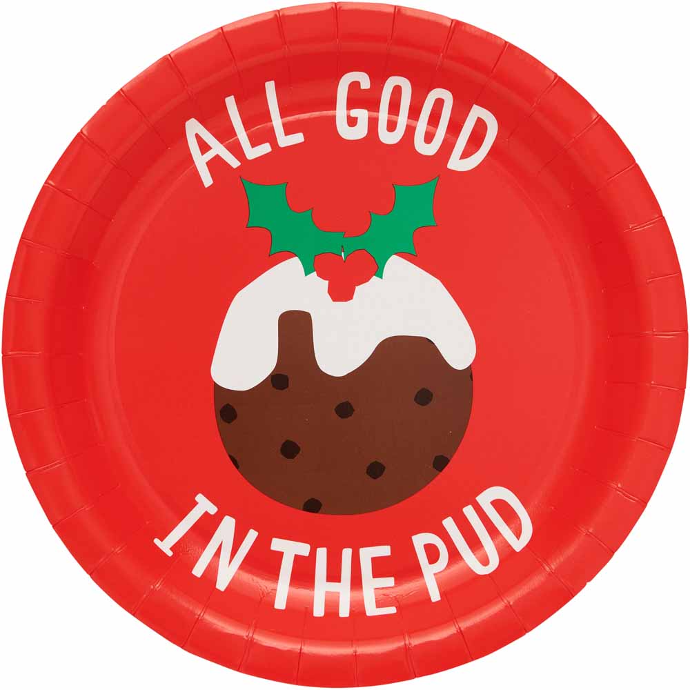 Wilko Merry Pudding Paper Plates 8 Pack Image