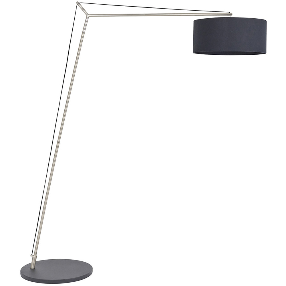 Merano Ravenna Black Cotton Fabric Shade Matt Nickel Plate Floor Lamp Image 1