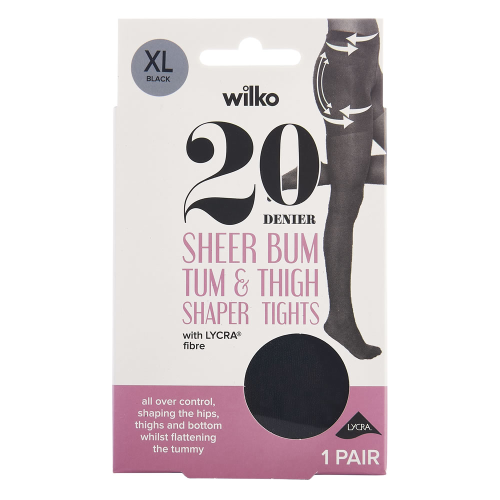 Wilko 20 Denier Body Shaper Extra Large Black Tights Image