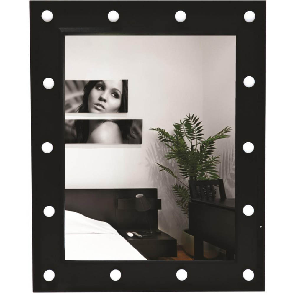 WALPLUS Black Hollywood Vanity Mirror 50 x 40cm Image 1