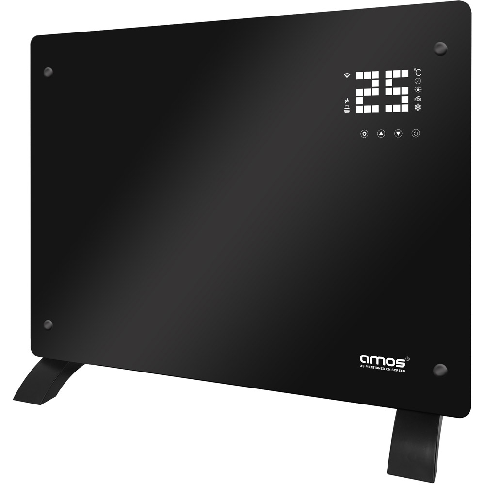 AMOS Black Smart Electric Glass Panel Heater 1500W Image 2