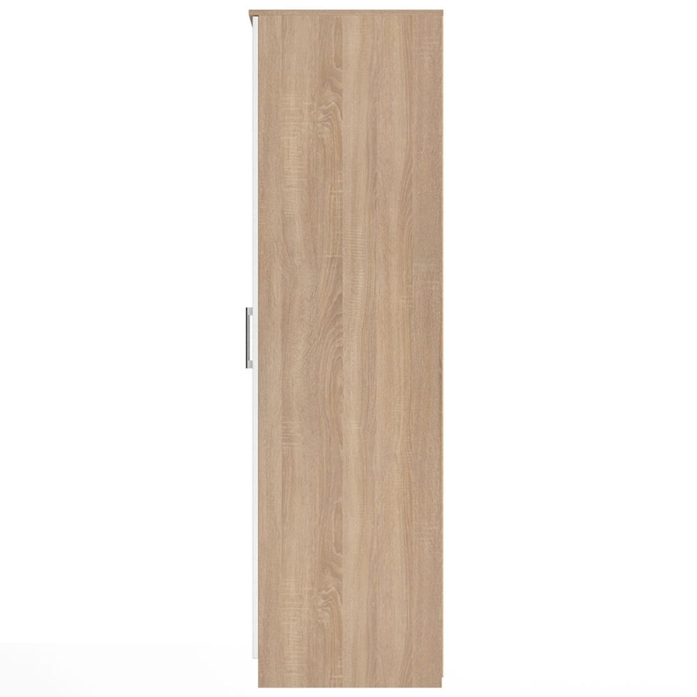 Crowndale Devon 3 Door Matt White and Bardolino Oak Mirrored Wardrobe Ready Assembled Image 3