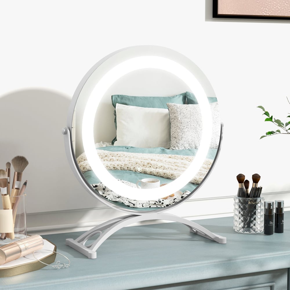 Costway White LED Smart Touch Makeup Vanity Mirror 30cm Image 4