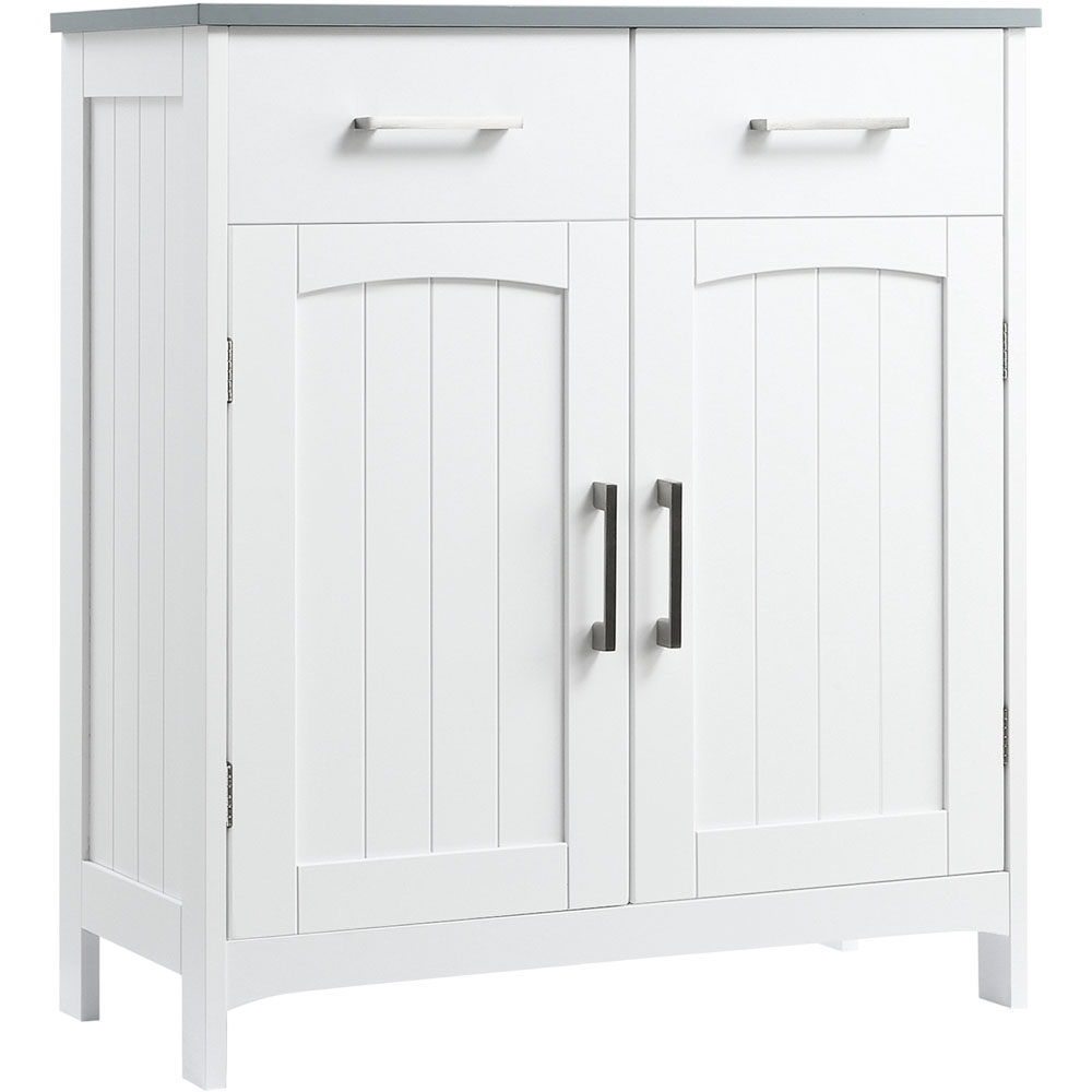 Kleankin White and Grey 2 Drawer 2 Door Floor Cabinet Image 2