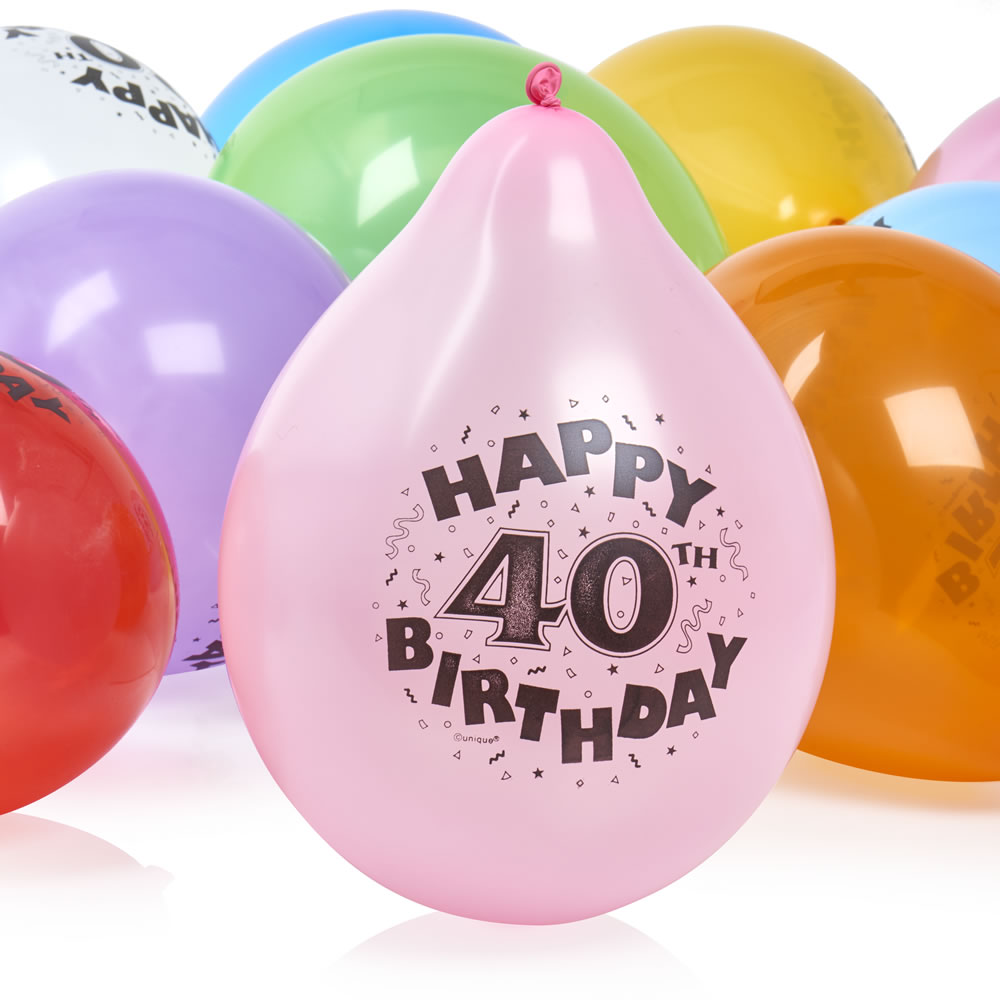 Wilko 40th Birthday Balloons 10 pack Image