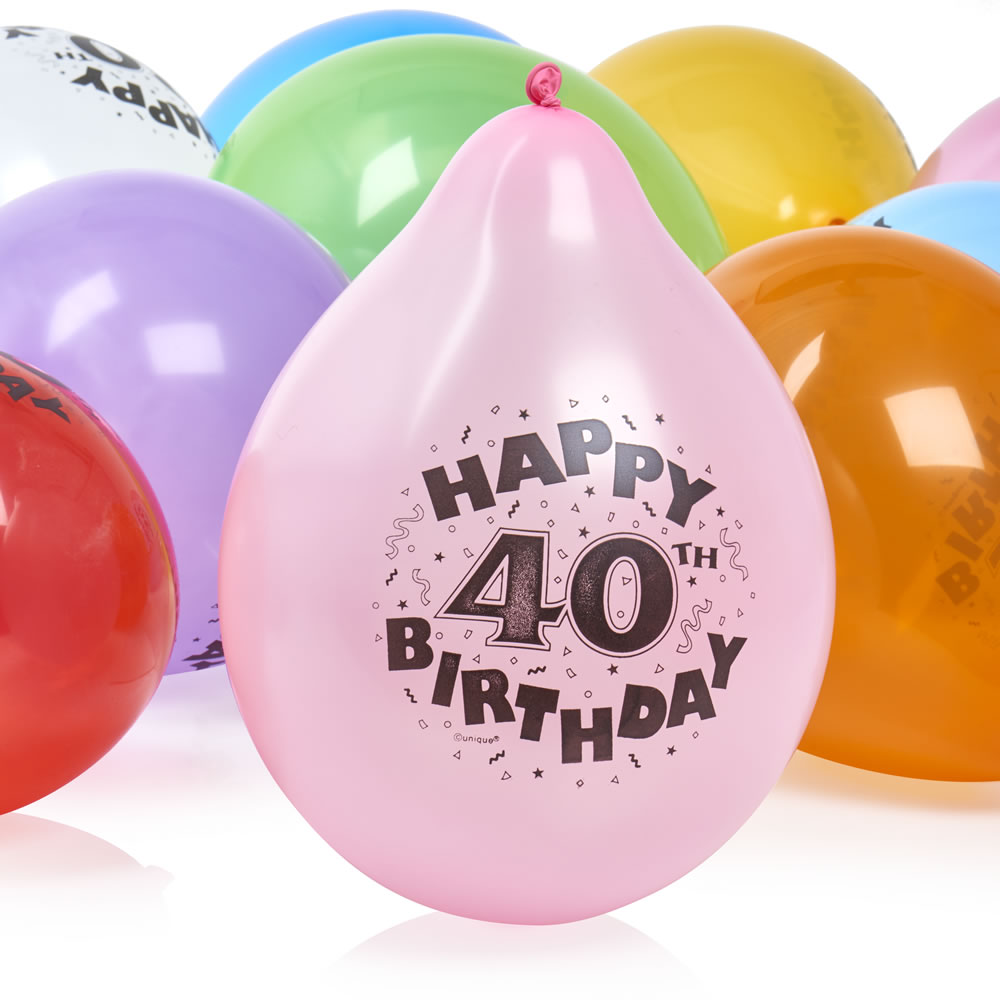 Wilko 40th Birthday Balloons 10pk Wilko