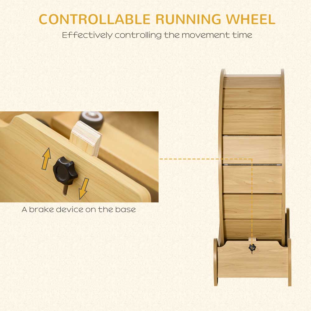 PawHut Cat Wooden Running Wheel with Brake Image 7