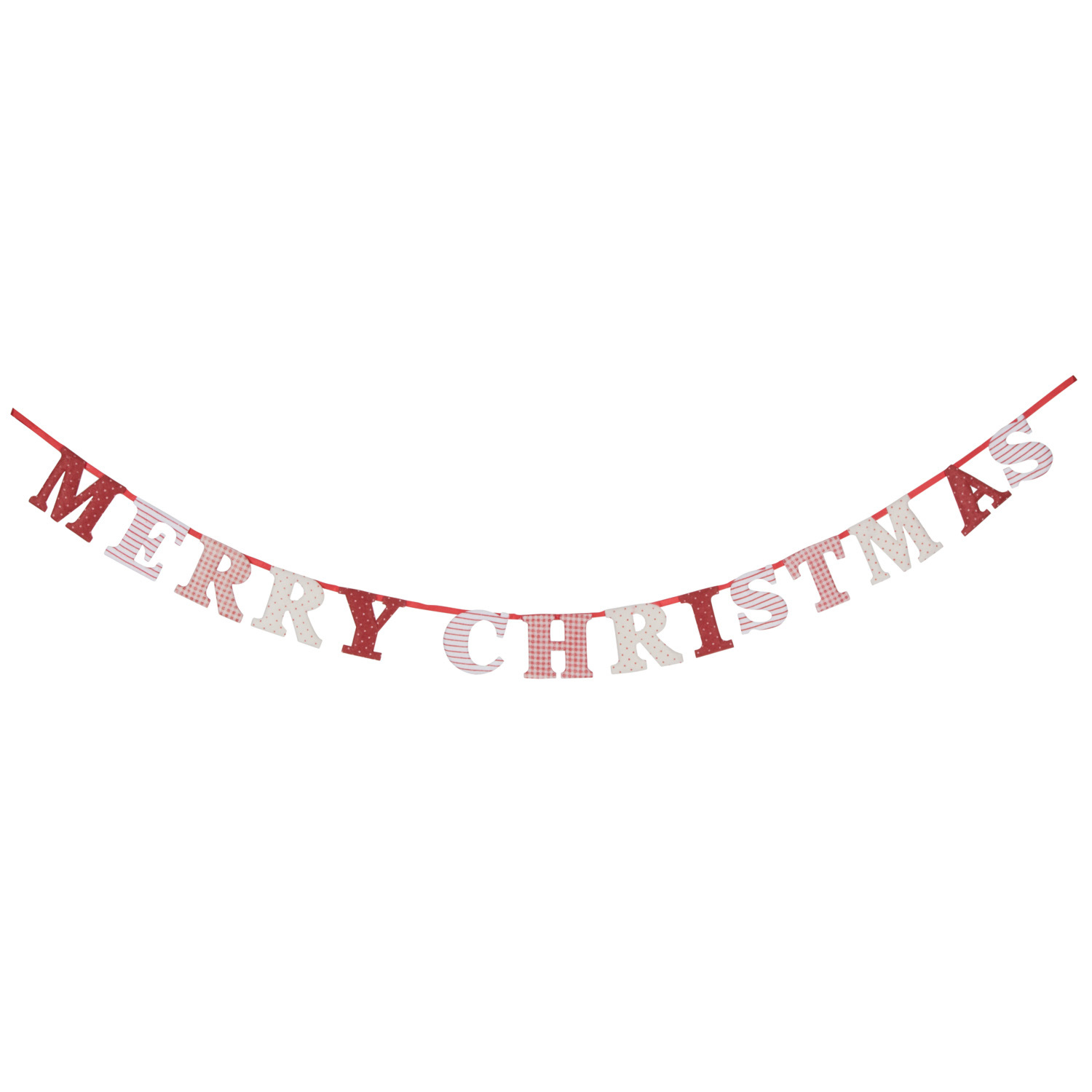 Candy Cane Lane Red Merry Christmas Fabric Bunting Image