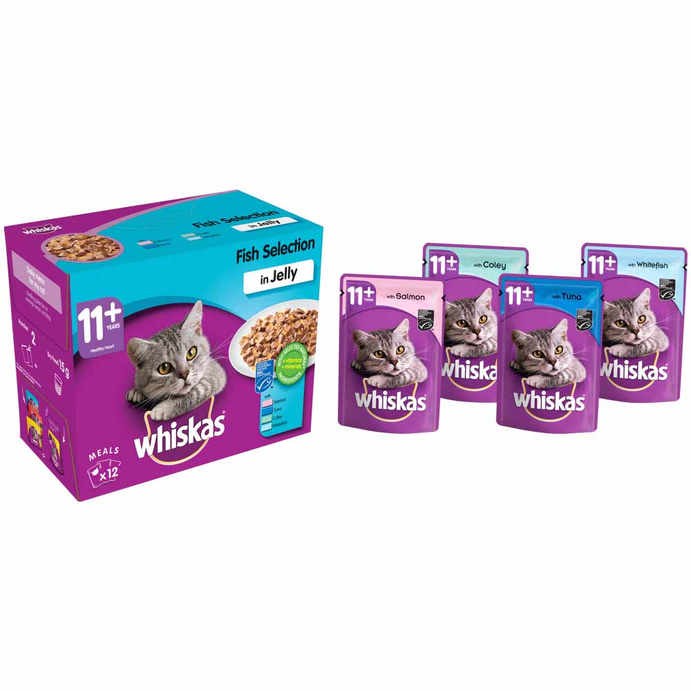 Whiskas 11+ Super Senior Cat Food Pouches Fish Selection in Jelly 12 x 100g Image 3