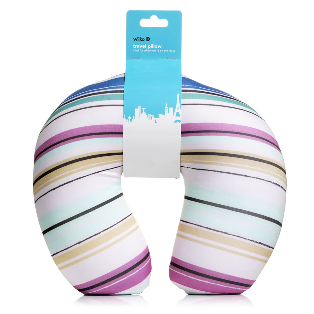 Wilko Travel Pillow Super Soft Stripe Wilko