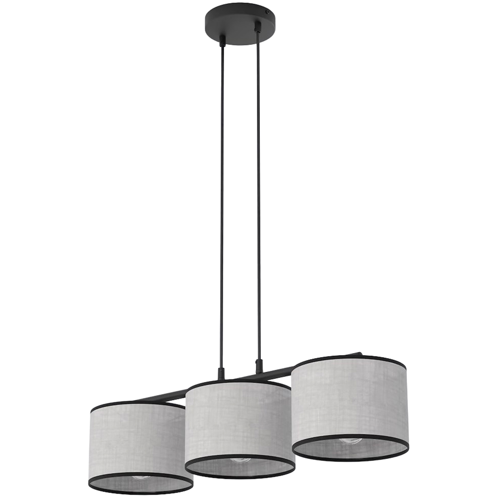 Emibig Eco 3 Light Grey Cylindrical Shade Black E27 Ceiling Pendant Light Image 1