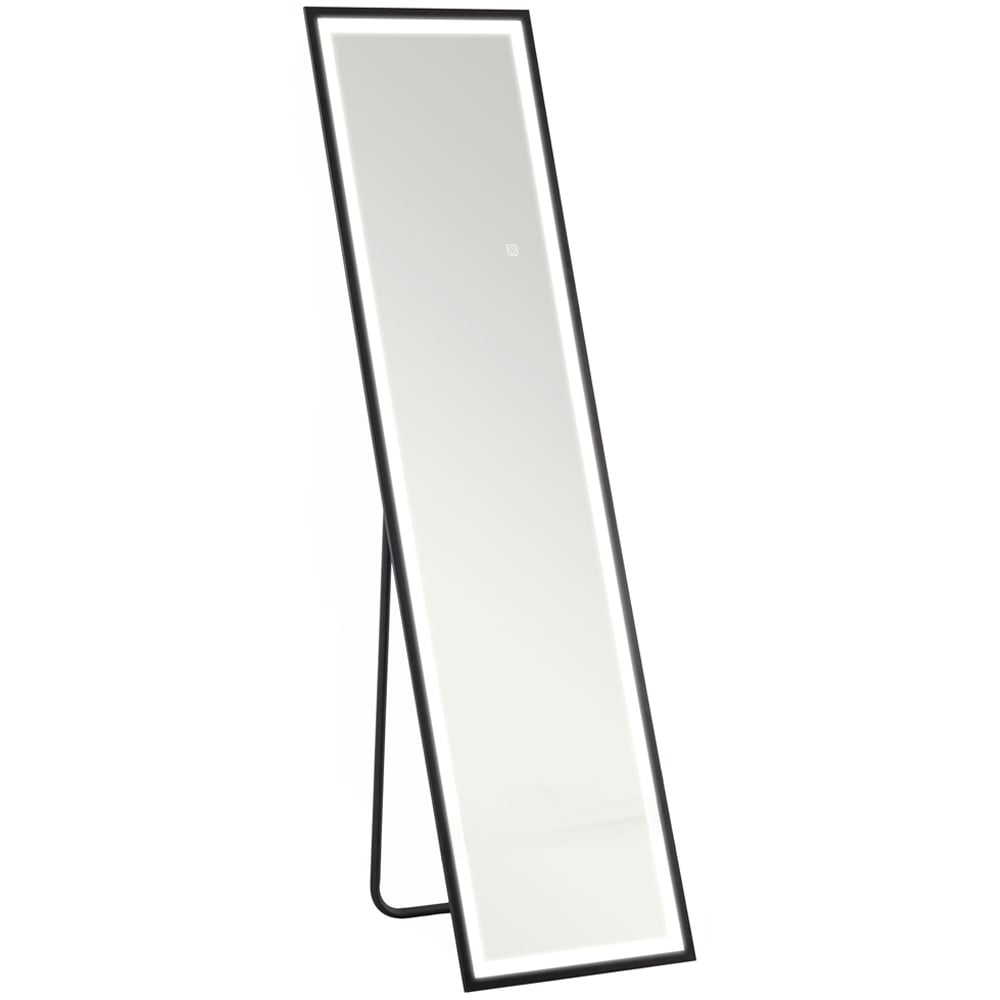 Portland Black Metal Frame Full Length Mirror with Adjustable Lights 150 x 40cm Image 1