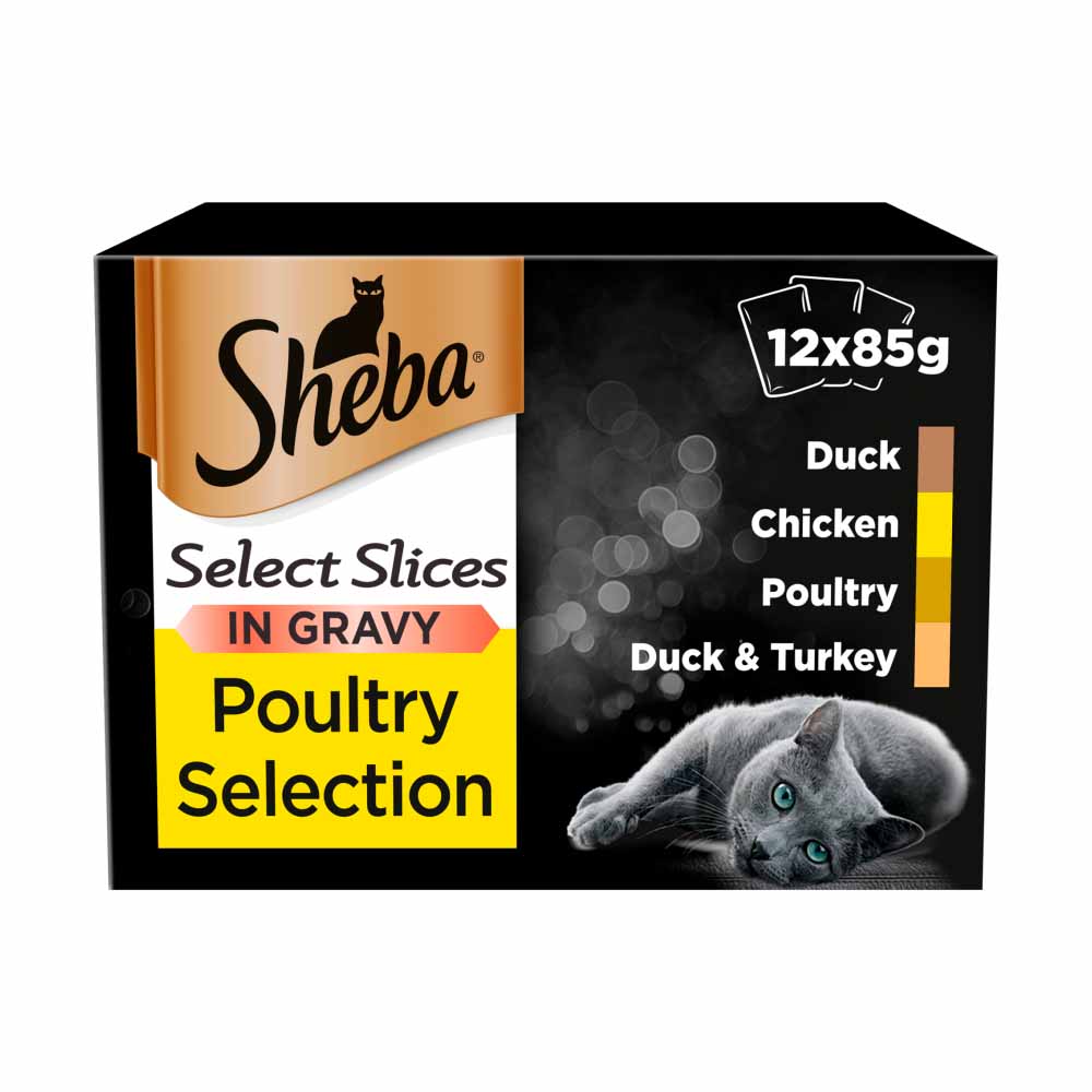 Sheba Select Slices Mixed Poultry Selection in Gravy Cat Food Pouches 40x85g Image 1