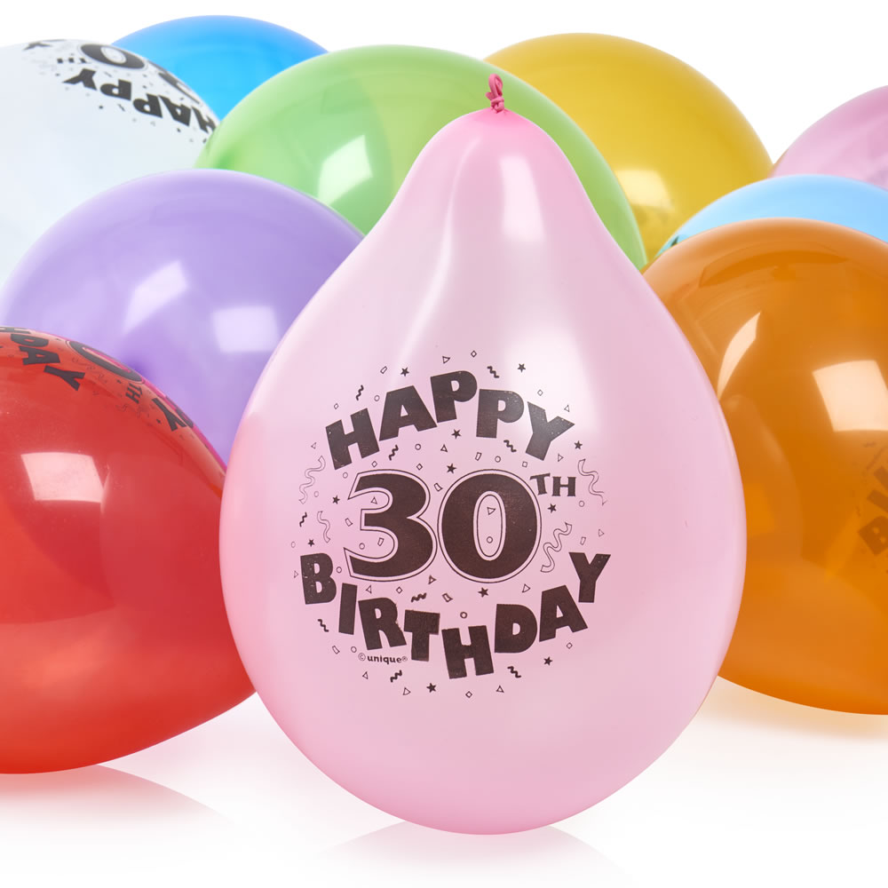 Wilko 30th Birthday Balloons 10 pack Image