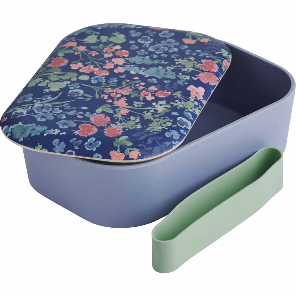 Wilko Floral Bamboo Lunch Box Image 2