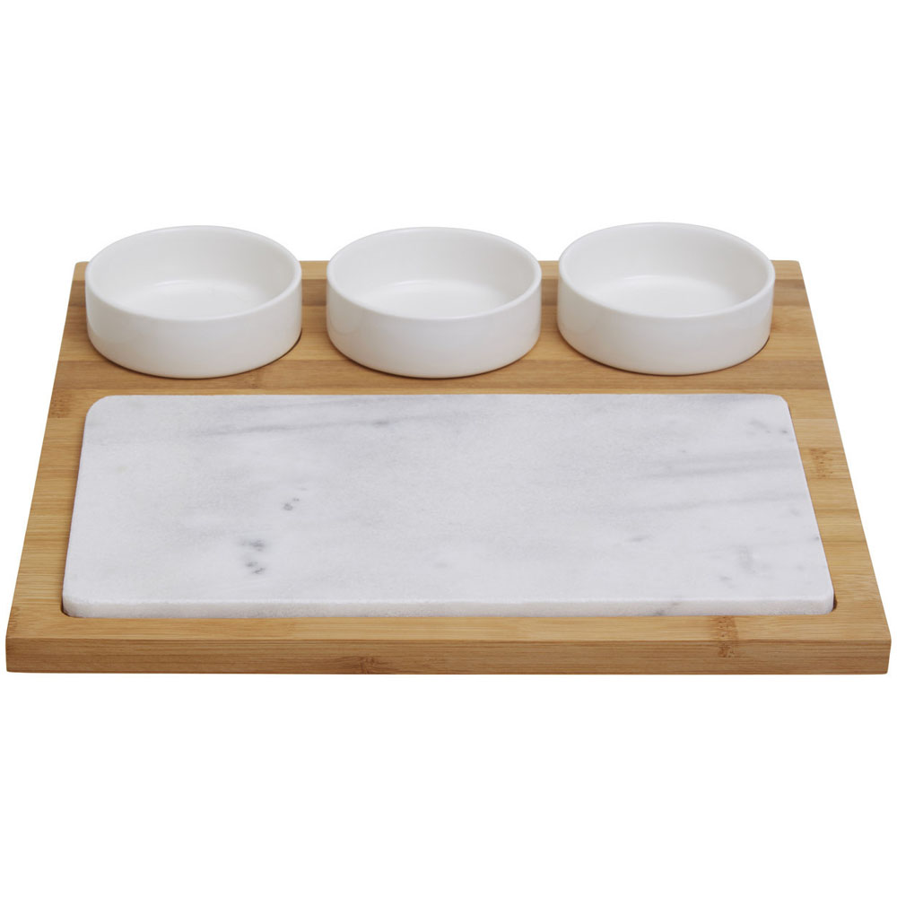 Premier Housewares White Marble and Ceramic Serving Board 5pc Image 2