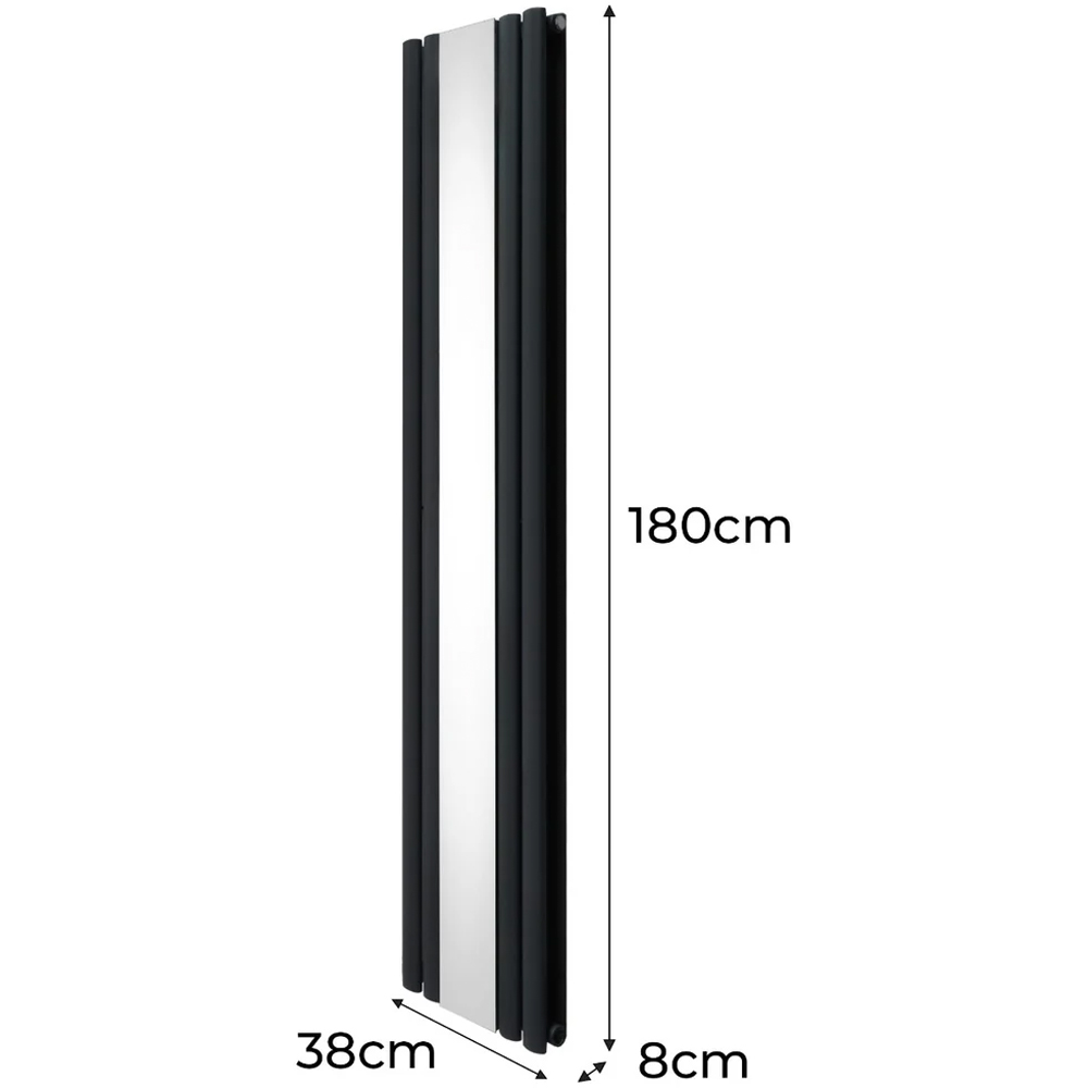 Monster Shop 3340 BTU Anthracite Grey Oval Mirror Radiator 1800 x 380mm Image 6