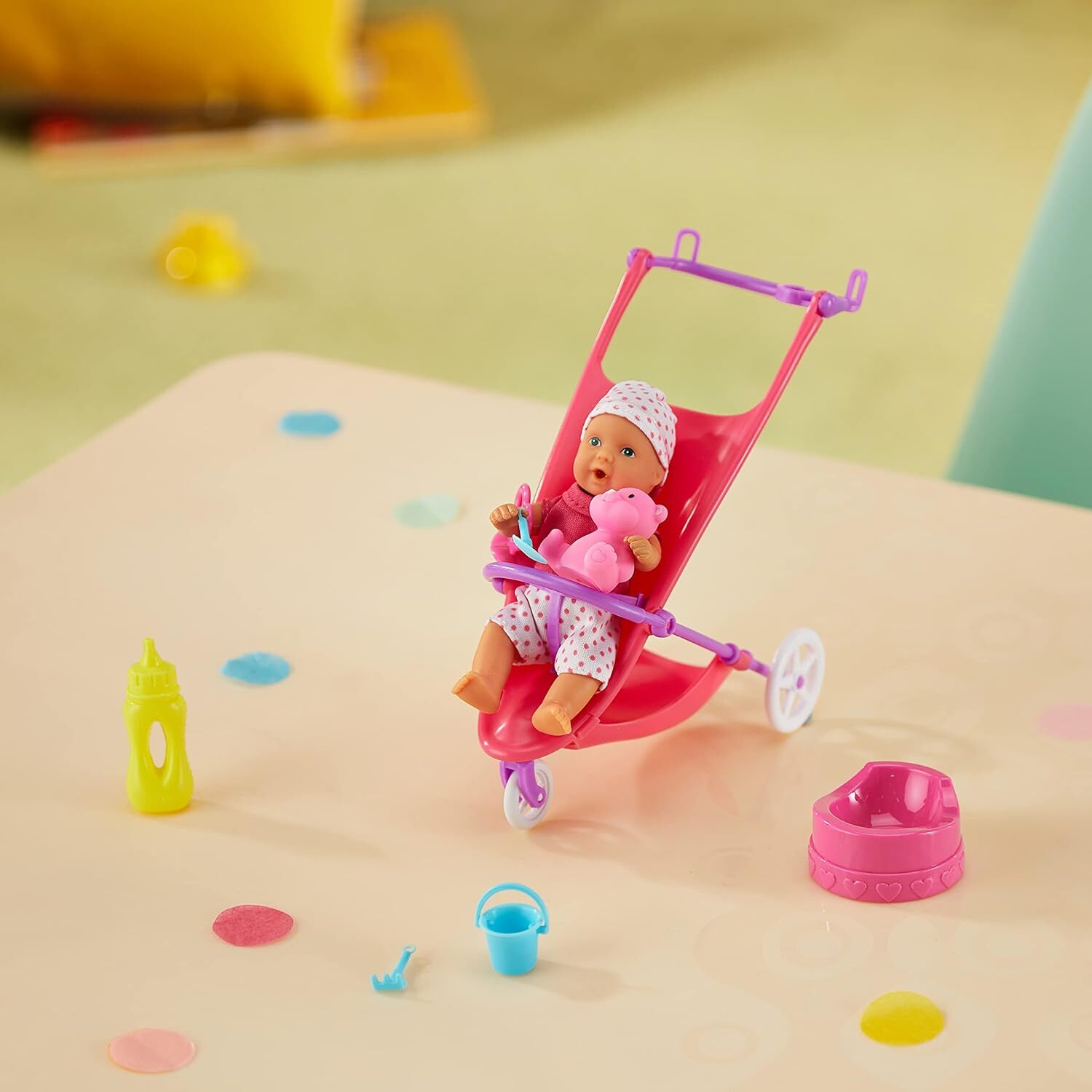 Mini New Born Baby Pram Set - Pink Image 3