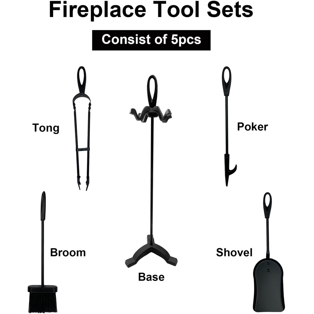 AMOS Fireplace Fireside Companion Metal Tools Set of 5 Image 3