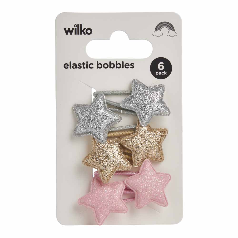 Wilko Kids Bright Star Hair Elastics 6 Pack Image 2