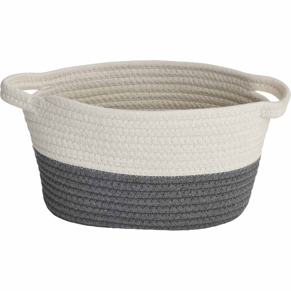 Wilko Grey / White Rope Basket Small Image 2