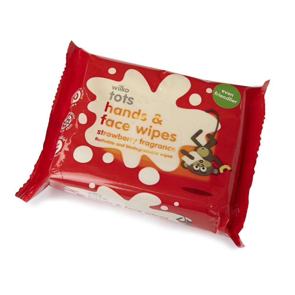 Wilko Tots Hand and Face Wipes Strawberry Fragrance 60 pack Wilko