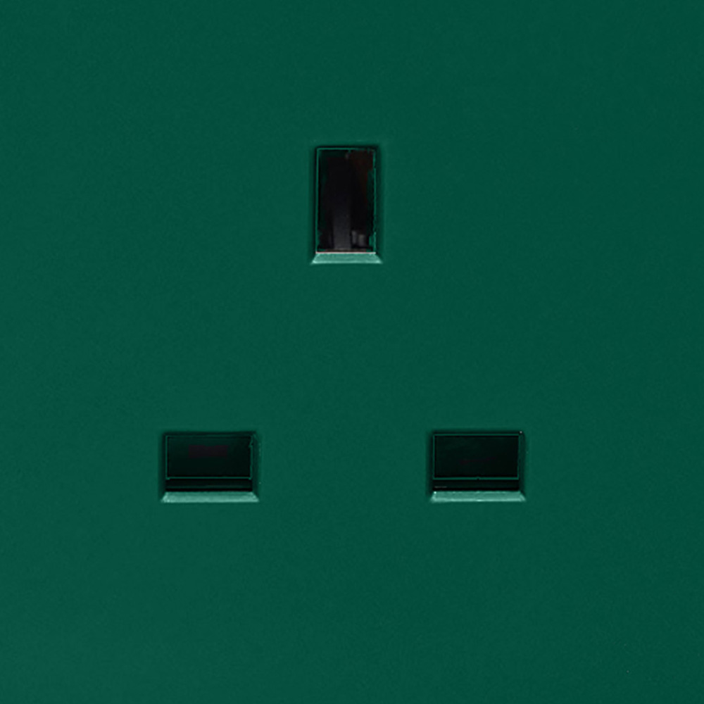 Trendi Switch 2 Gang 13amp Dark Forest Green Long Switched Plug Socket 3 Pack Image 3